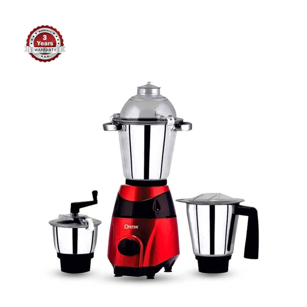 Disnie Commercial & Household 1300W Mixer Grinder - Red and Silver