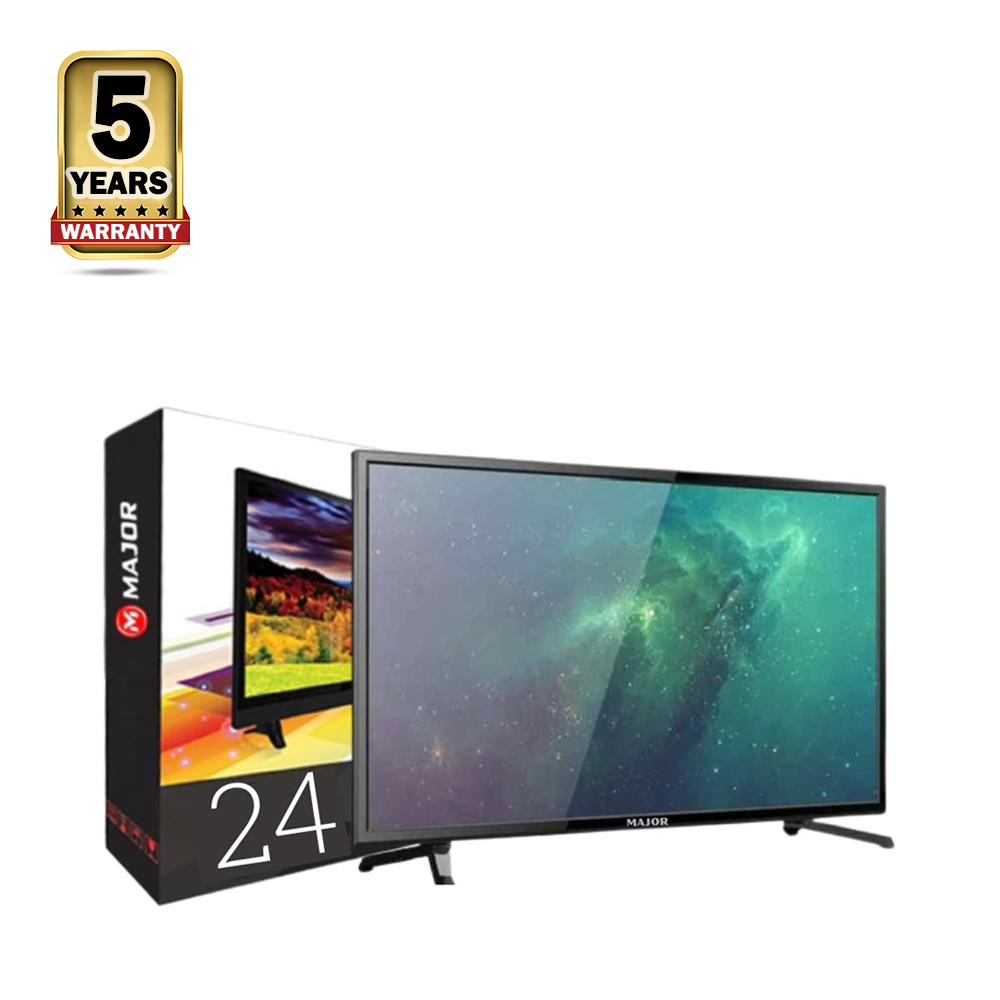 Major Double Glass LED TV - 24 Inch - Black