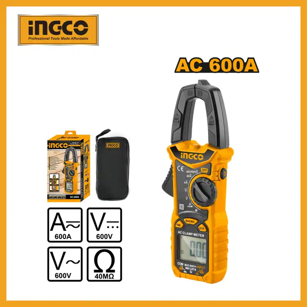 Ingco Digital AC Clamp Meter - Yellow