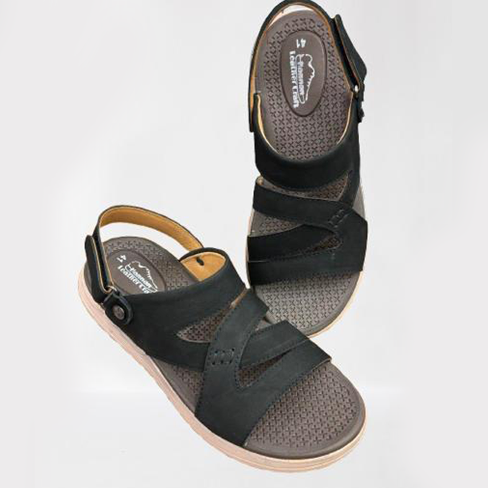 Leather Sandal For Men - Black - SN2