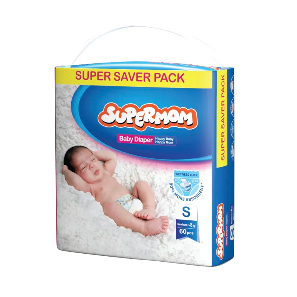 Supermom Baby Diaper - Small - 0-8Kg - 60pcs