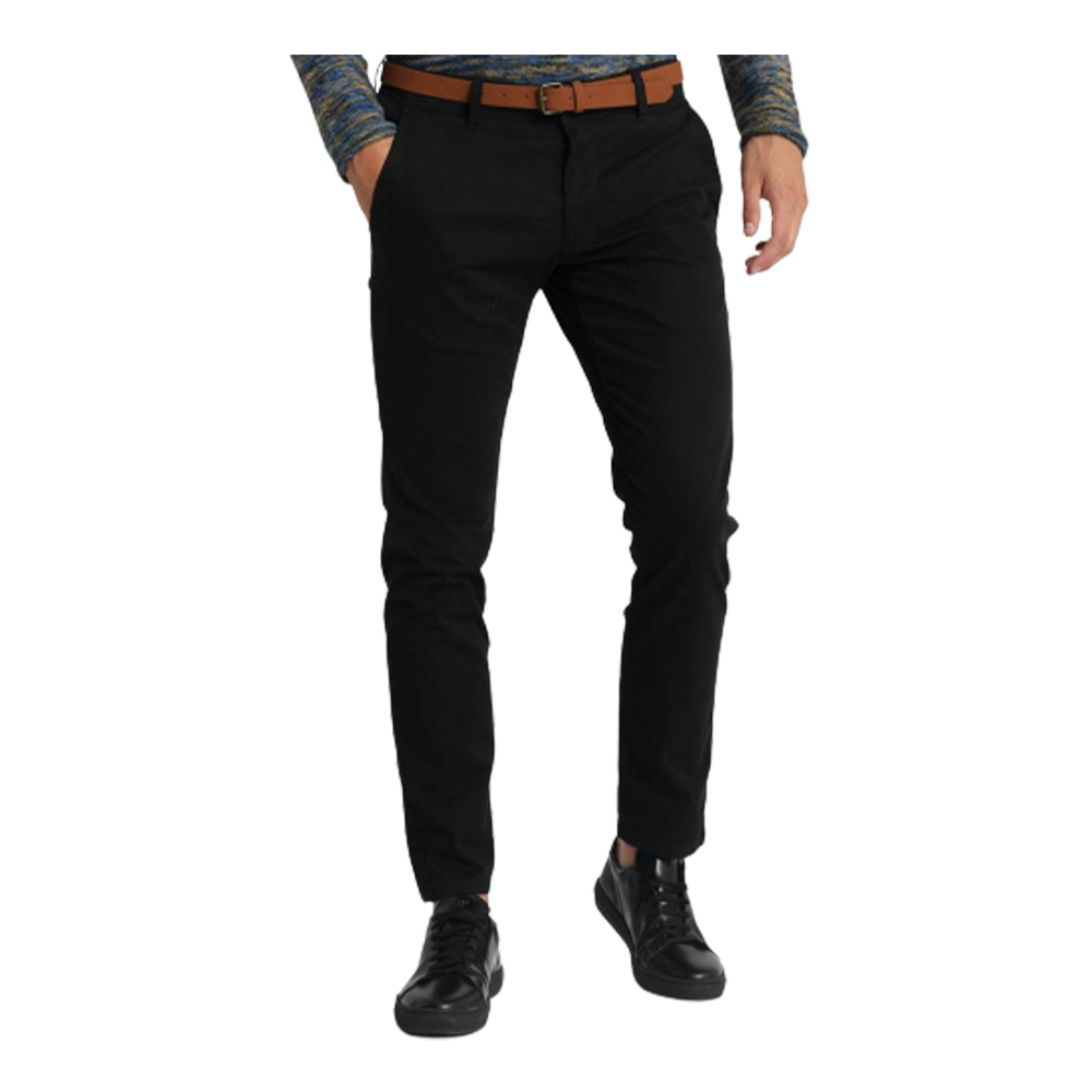 Cotton Chinos Gabardine Pant For Men - Deep Black - NZ-3196