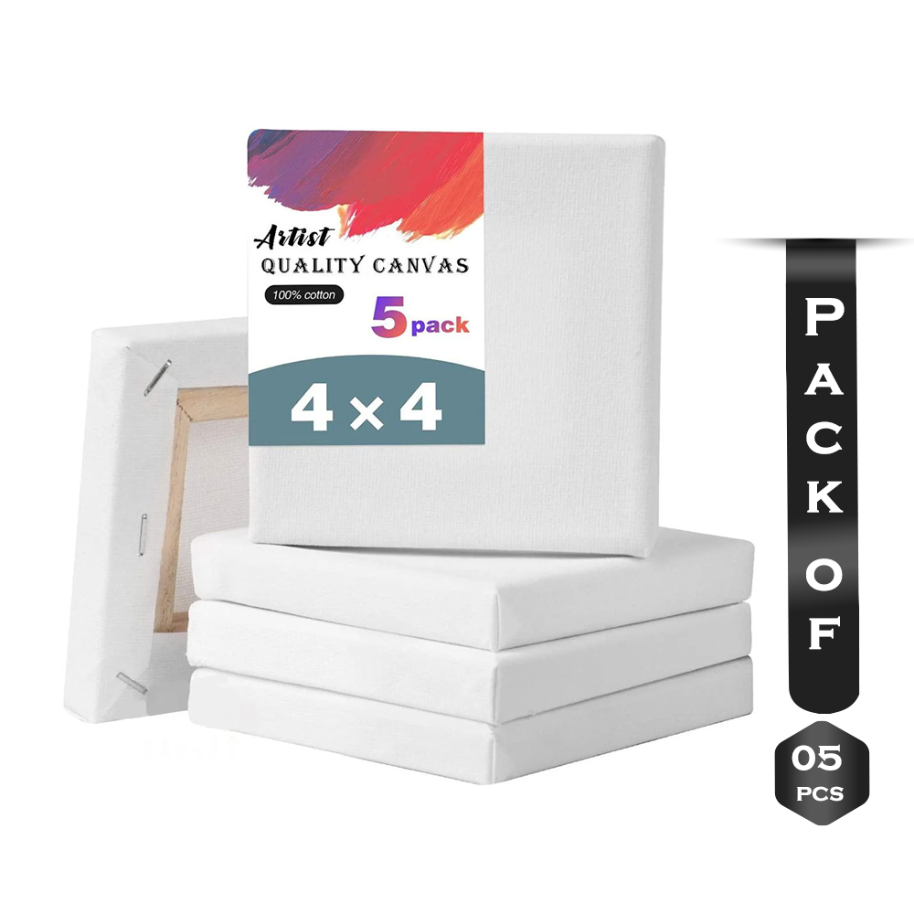 Papertree Premium White Canvas - 4X4 Inch – 5 Pcs
