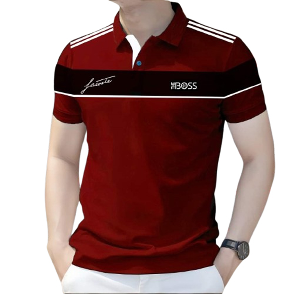  PK Cotton Polo Shirt For Men - Maroon - PT-F3