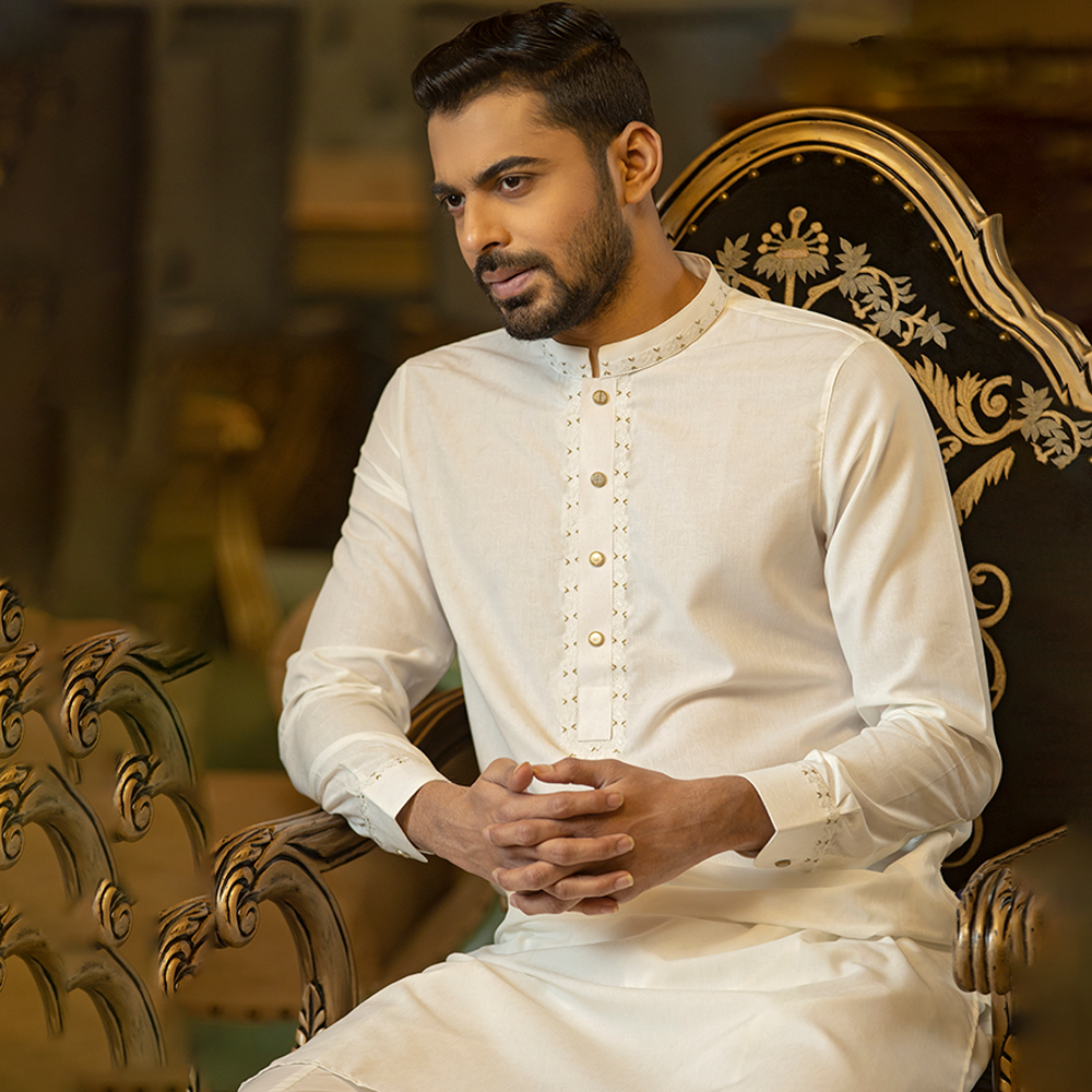 Cotton Kabli Set For Men - White - AB-9057