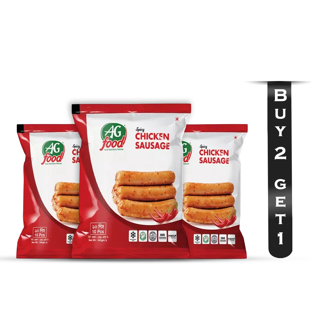 Buy 2 Get 1 AG Food Spicy Chicken Sausage - 340 gm