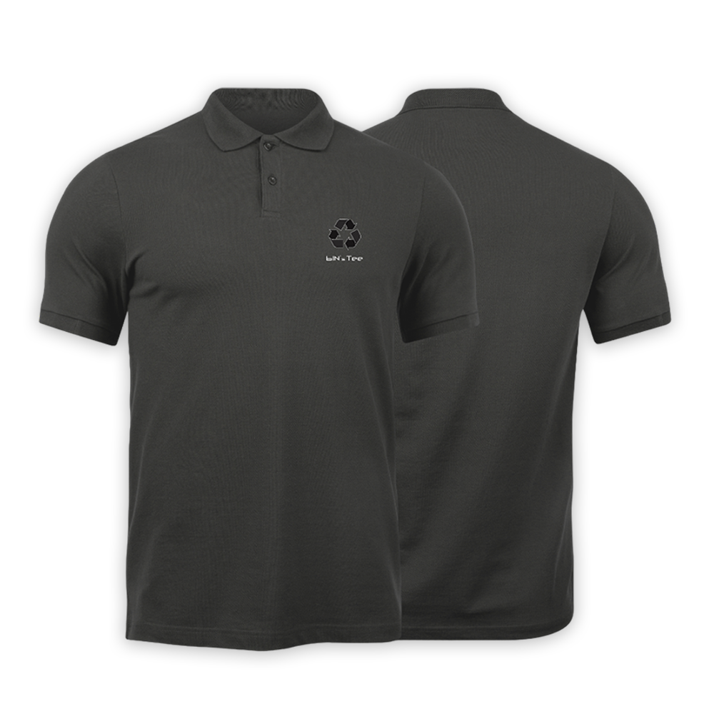 Pique Cotton Half Sleeve Polo For Men - Charcoal - Bins-04