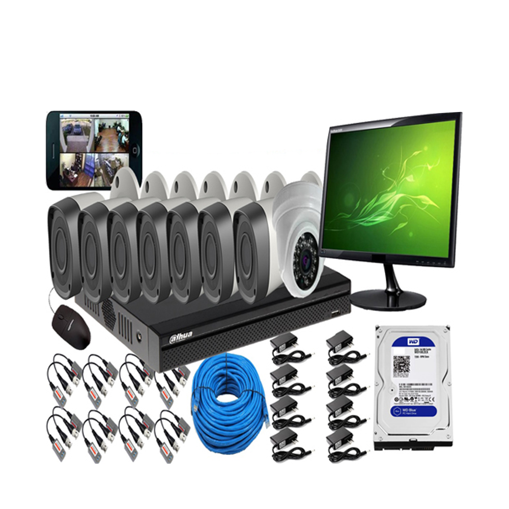 DAHUA PKG -8M CCTV CAMERA PACKAGE + MONITOR/TV with all accessories