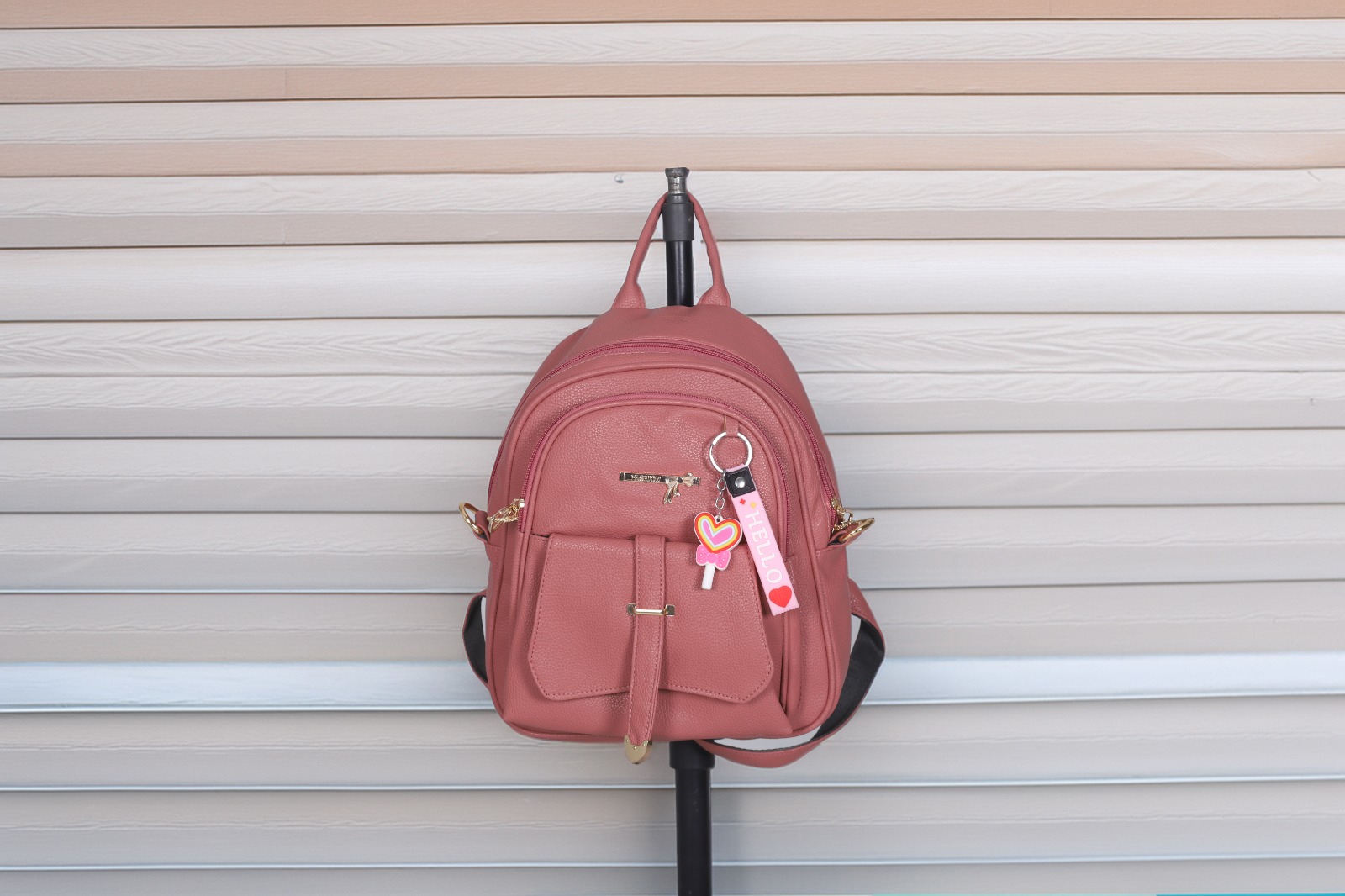 Leather Ladies Backpack For Women - Salmon - RL-19