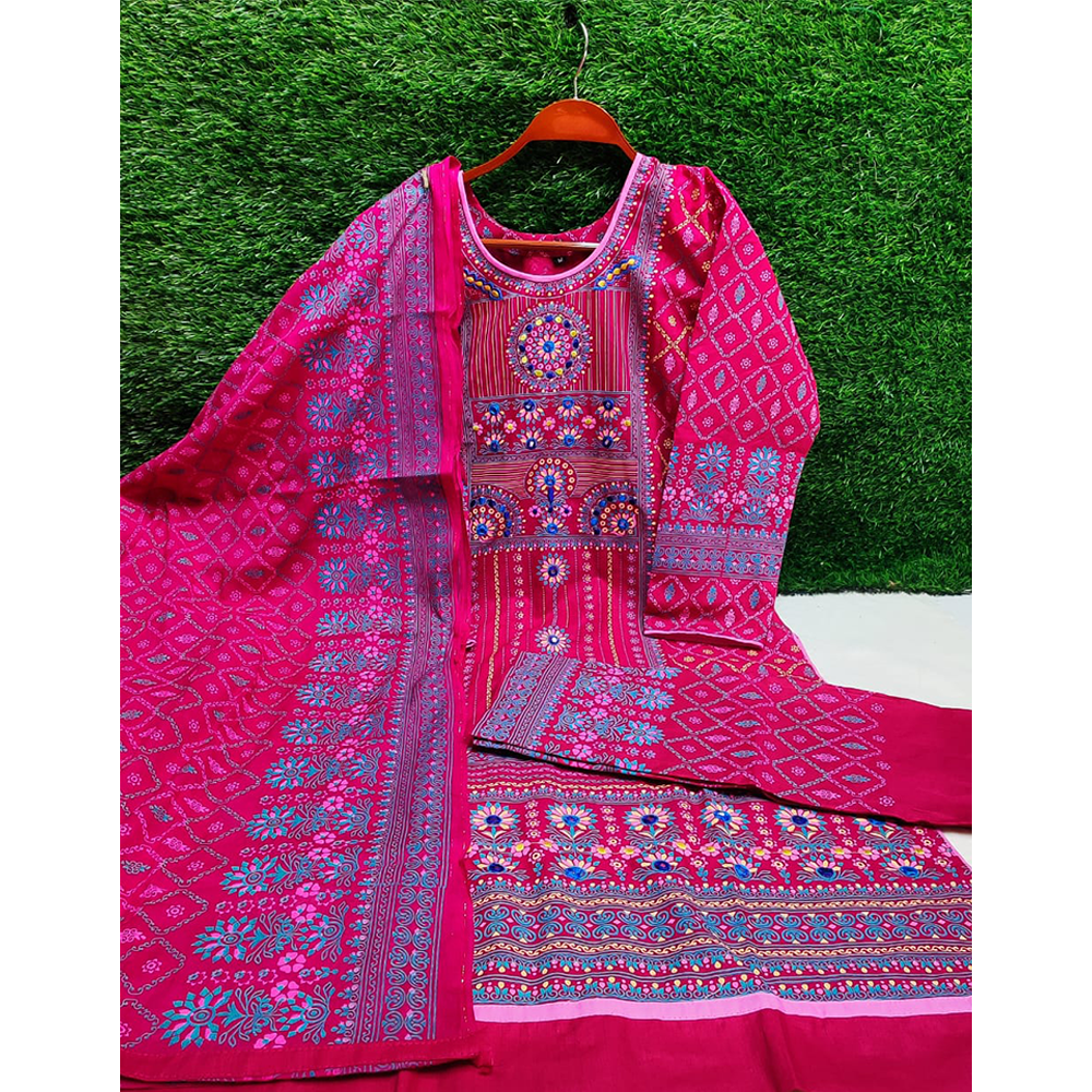 Cotton Salwar Kameez For Women - Deep Pink 