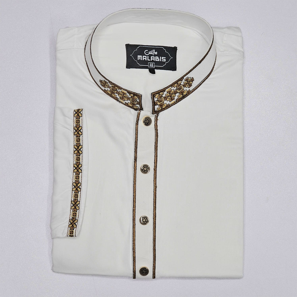 Cotton Embroidery Panjabi For Men - Maroon - 7671