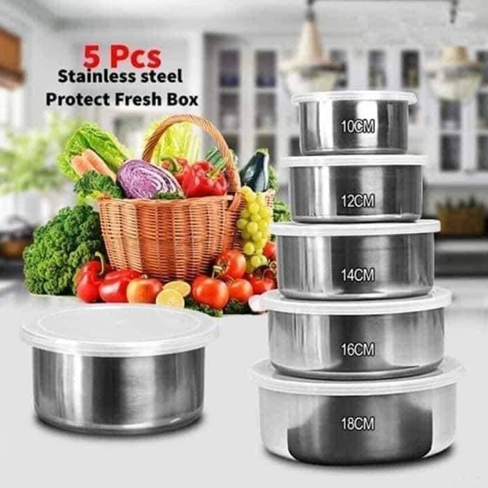 Pack of 5Pcs Stainless Steel Bowl Set