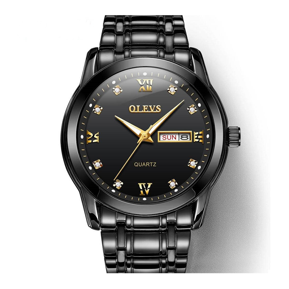 Olevs 8691 Stainless Steel Wrist Watch For Men - Black