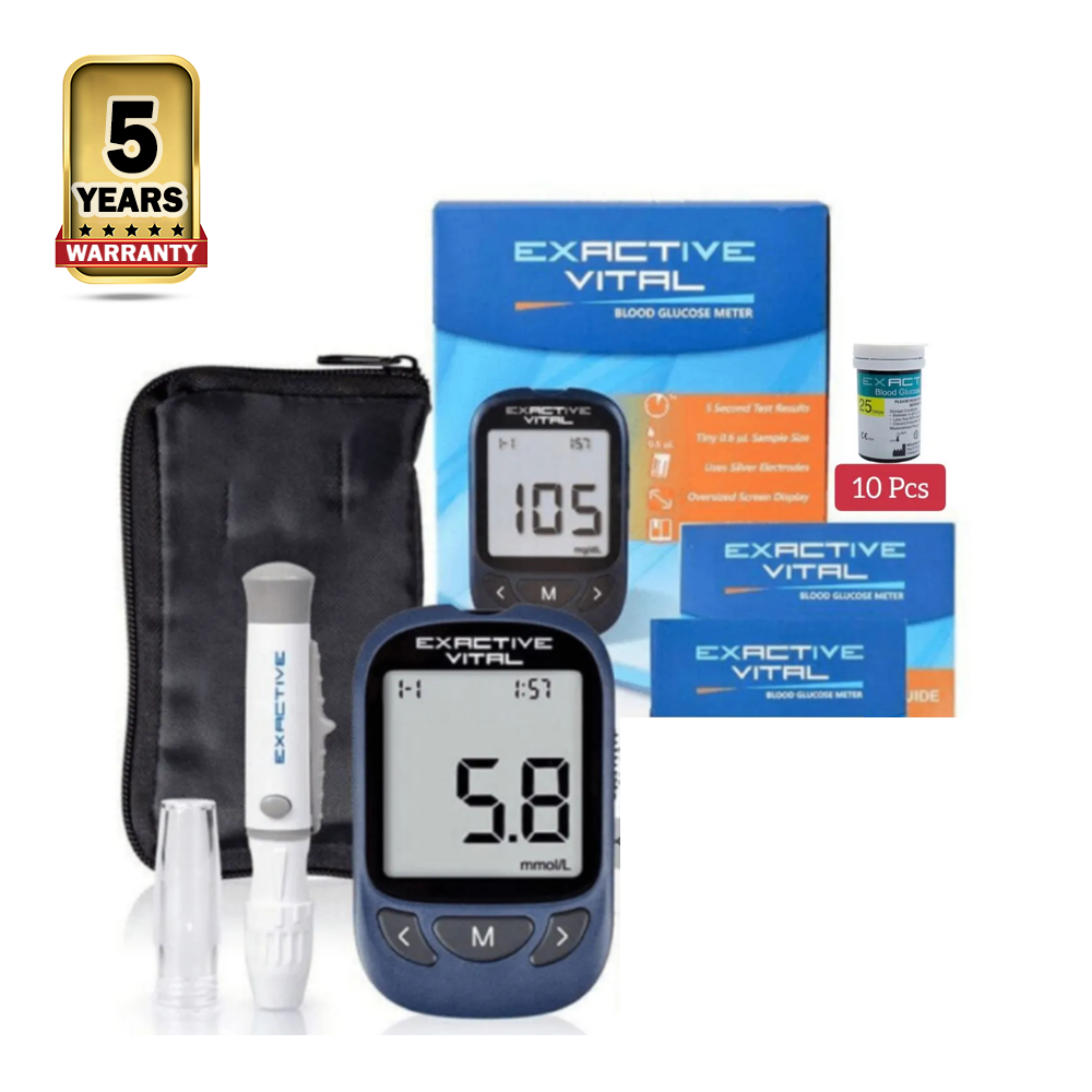 Exactive Vital Blood Suger Glucometer With 10 Pcs Free Strip