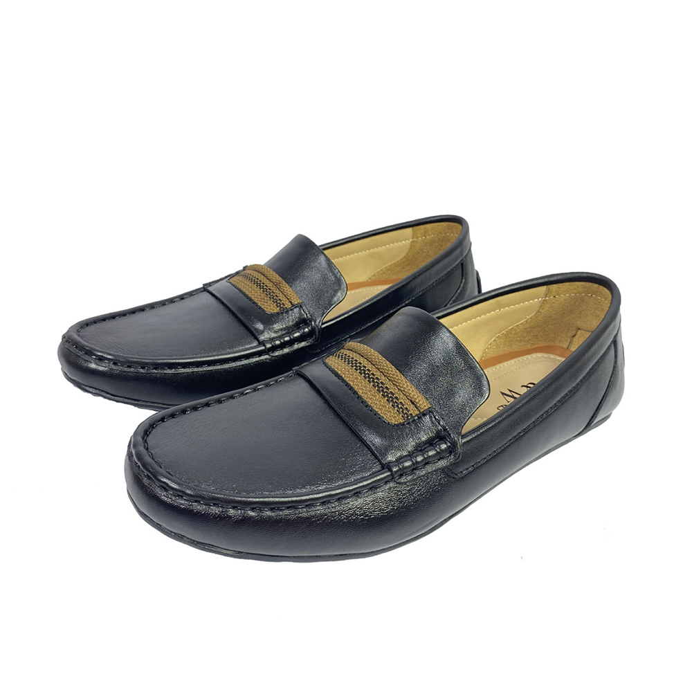 Black and White Casual Leather Loafer For Men - 31020124 - Black