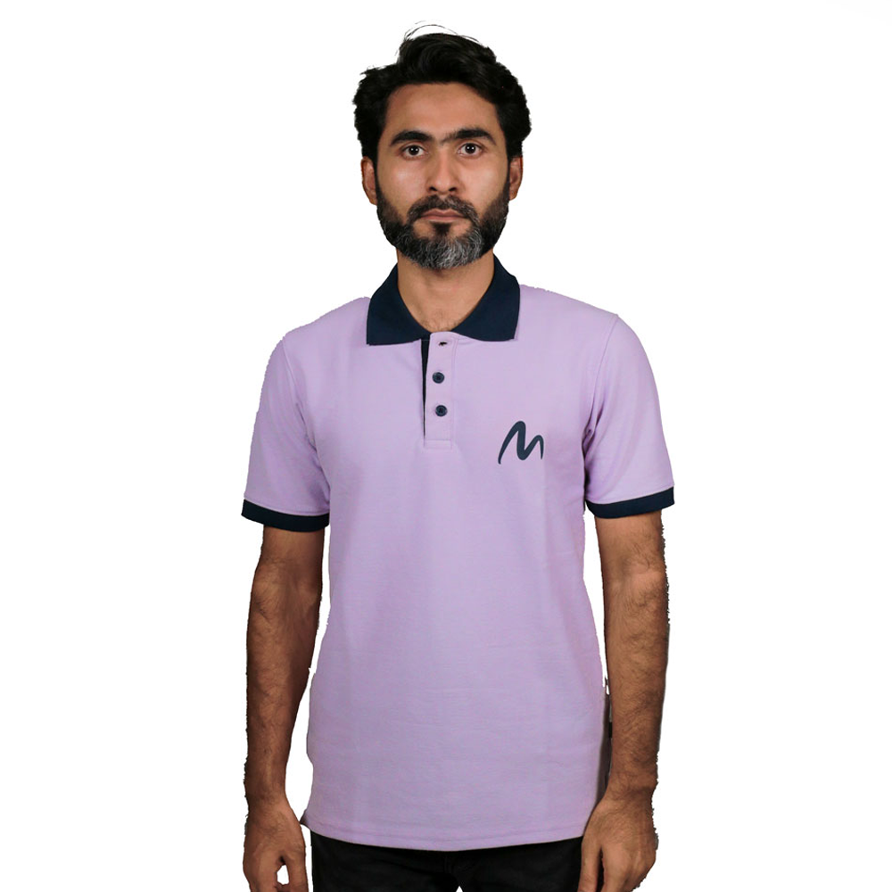 Pique Cotton Half Sleeve Polo For Men - Lavender