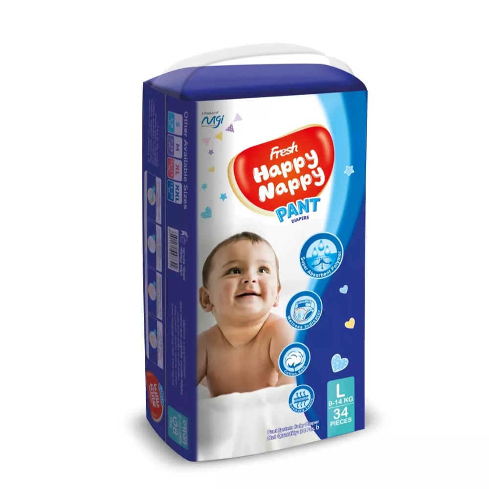 Fresh Happy Nappy Pant Diaper Large - 9-14 Kg - 34 Pcs