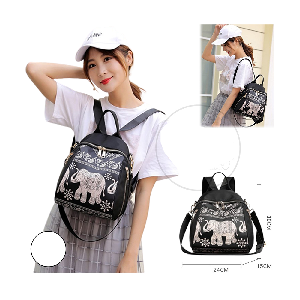 Cat Multilayer Crossbody And Shoulder School Bag For Girls - Black And White - MS BAG 23