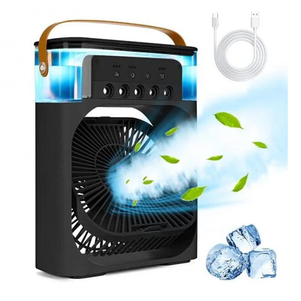 Portable Air Cooler Table Fan With Humidifier - Black