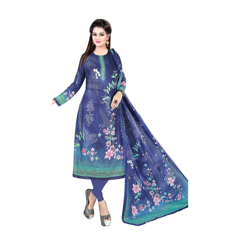 Unstitched Digital Print Cotton Salwar Kameez for Women - Multicolor - LS73/2