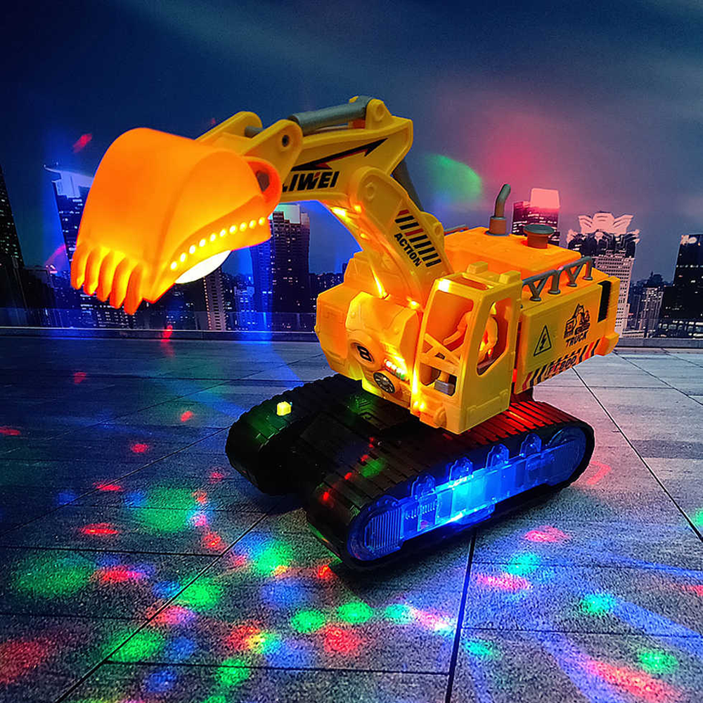 Games Dump Truck Crane Electric Vehicle Toys With light For Kids - Yellow 