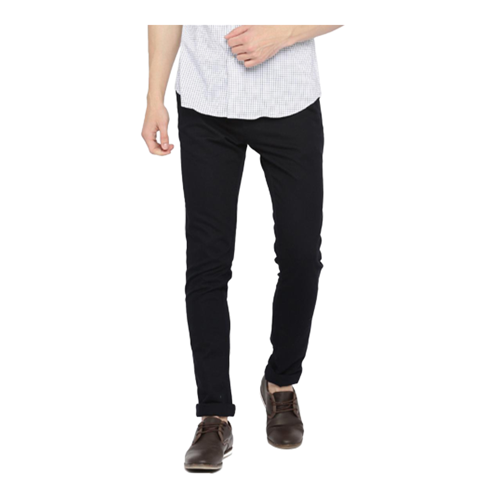 Cotton Chinos Gabardine Pant For Men - Deep Black - NZ-3199