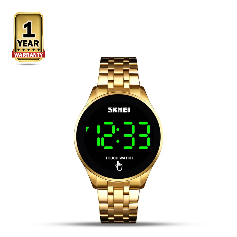 SKMEI 1579 Golden Stainless Steel Touch Digital Watch For Men - Golden