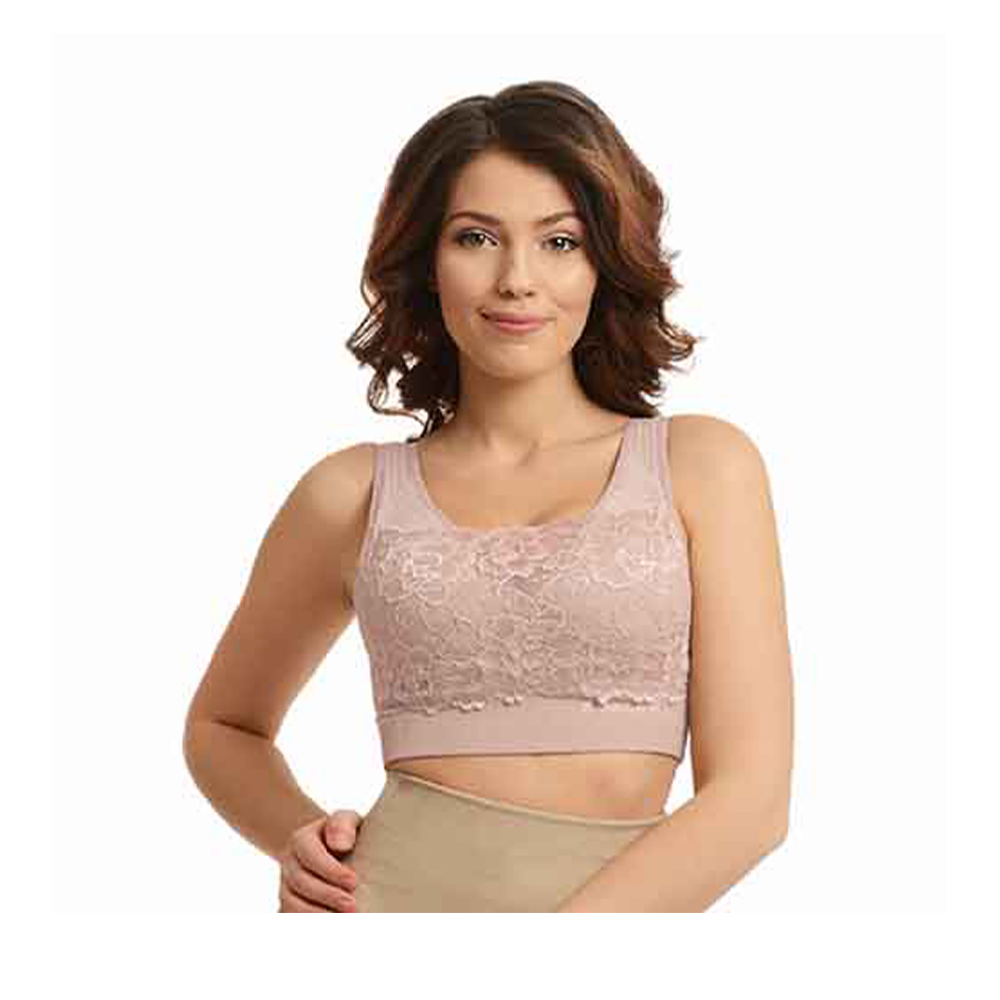 Snkom Support And Posture Classic Bra With Lace for Women - Light Pink - SAN074CLP