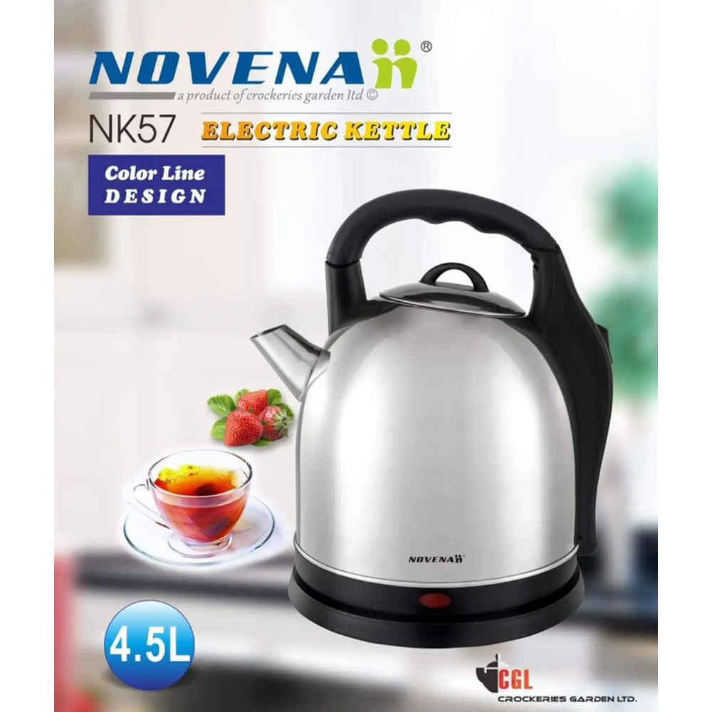 Novena NK57 Stainless Steel Electric Kettle - 4.5 Liter - Silver