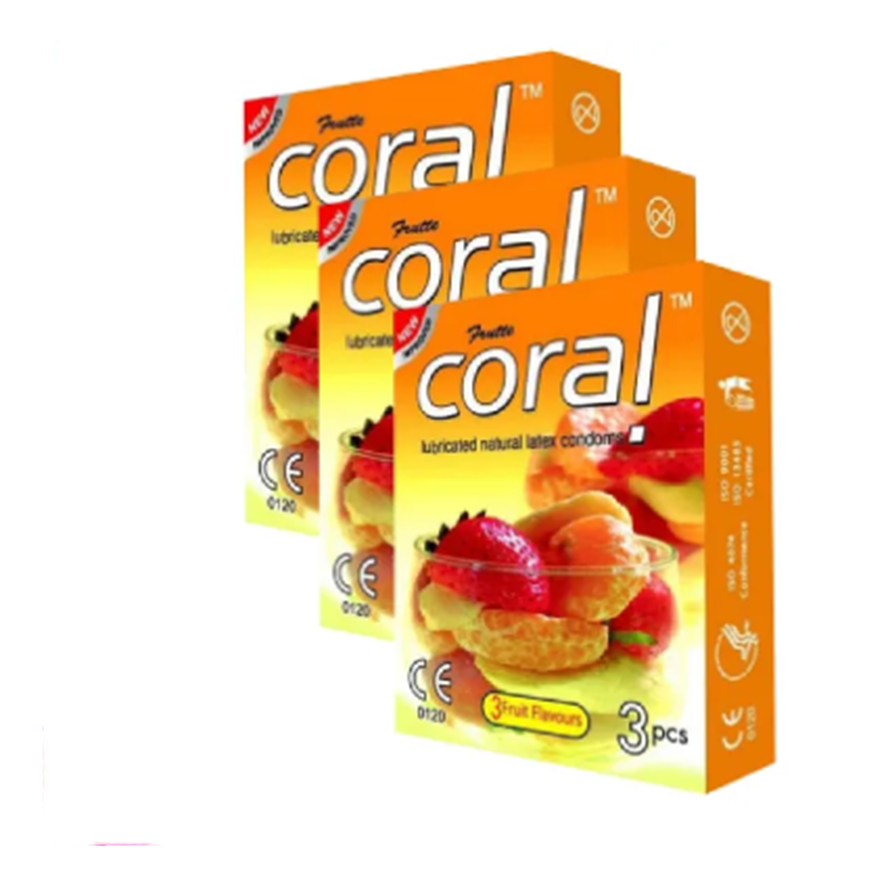 Pack of 3Pcs Coral Fruity Flavor Condom 