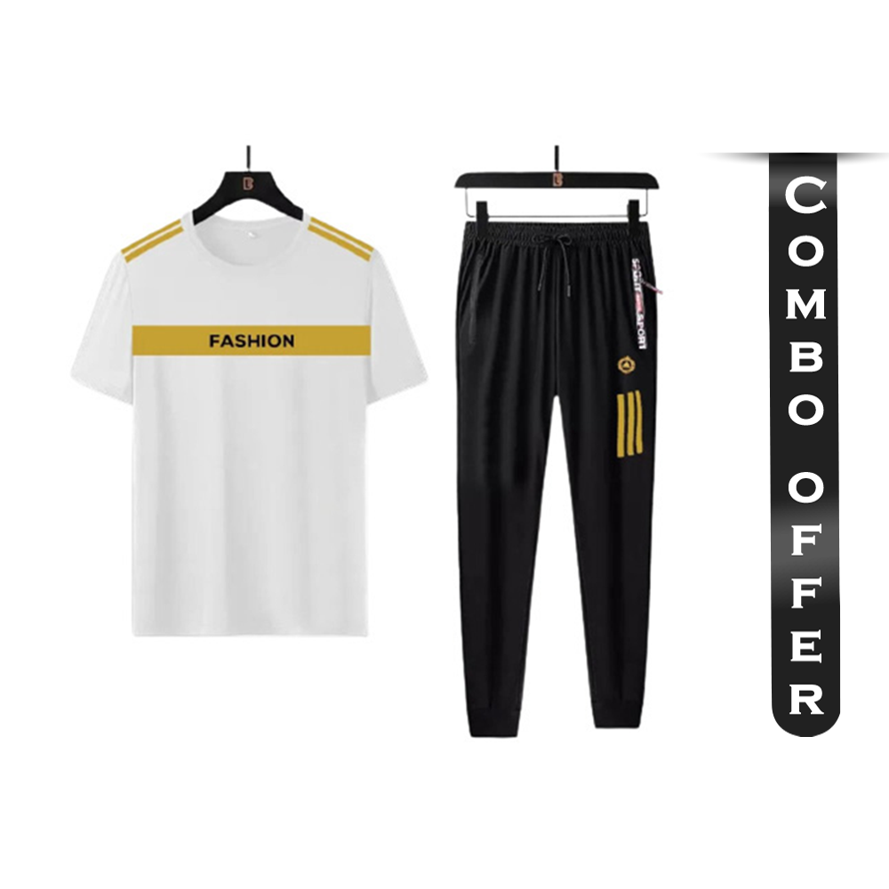 Combo of PP Jersey Full Tracksuit Set - White and Black - TF-02