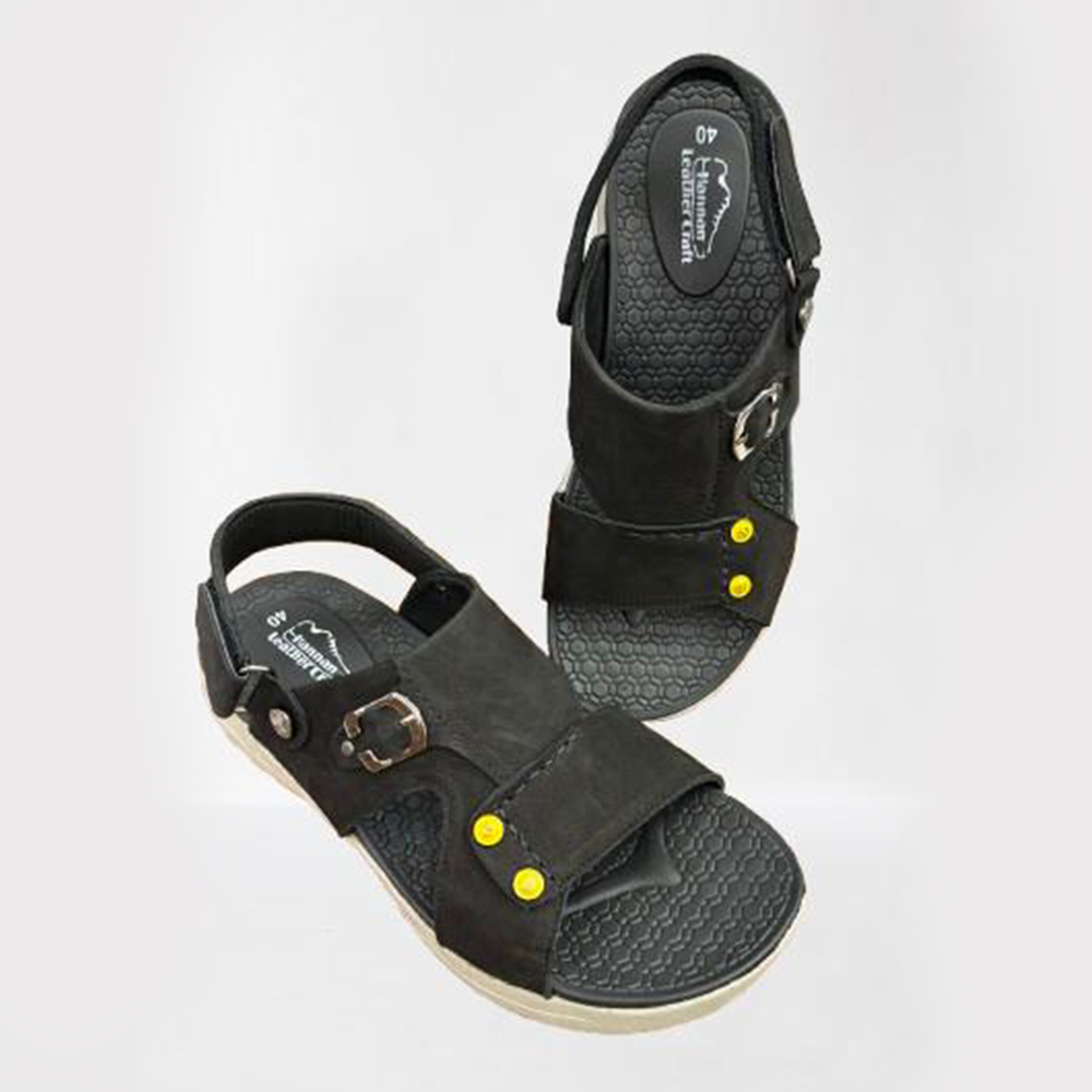 Leather Sandal For Men - Black - SN5