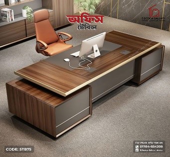 Melamine Board Office Table With Side Table - STB75