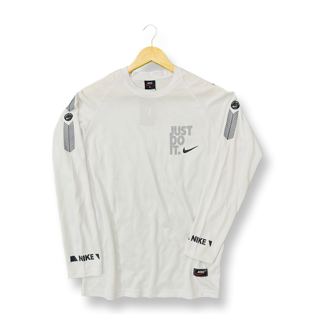 Full Sleeve Mesh Just Do It Jersey T-shirt - White - 1054