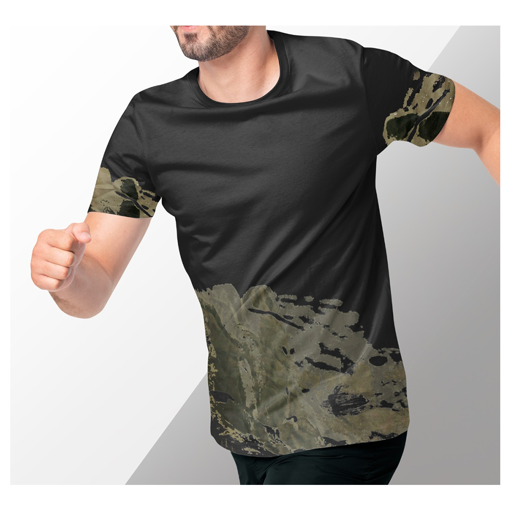 Cotton Half Sleeve Casual T-Shirt For Men - Black - FS12