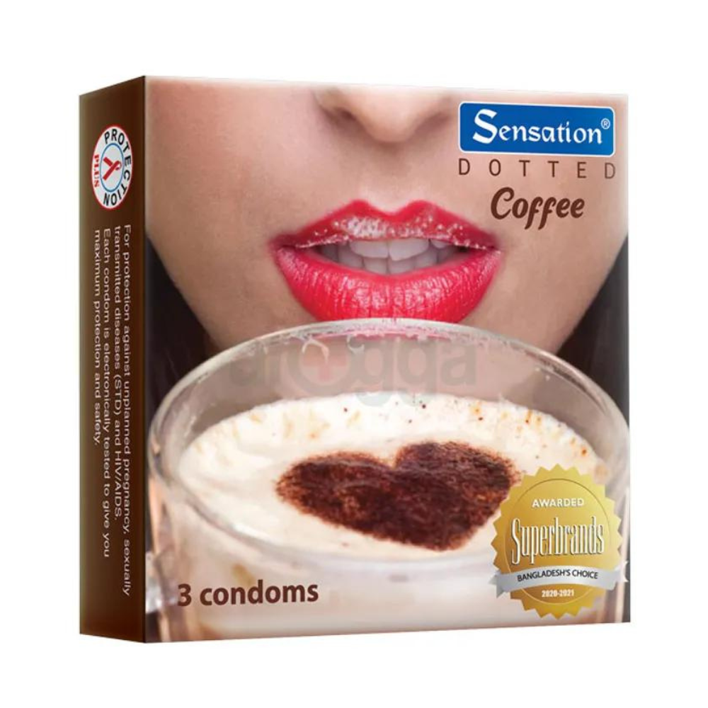 Sensation Dotted Coffee Condoms - 36 Pcs Pack