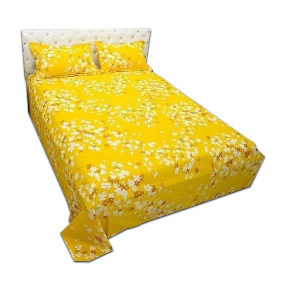 Cotton Bedsheet King Size - Yellow - NT-34