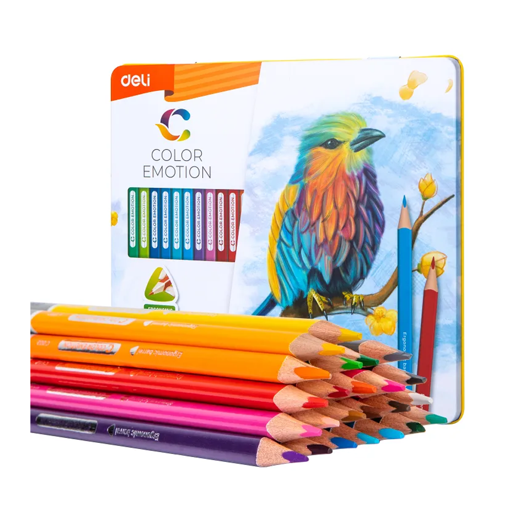 Deli EC00225 Color Emotion Color Pencil with Metal Box - 24 Colors