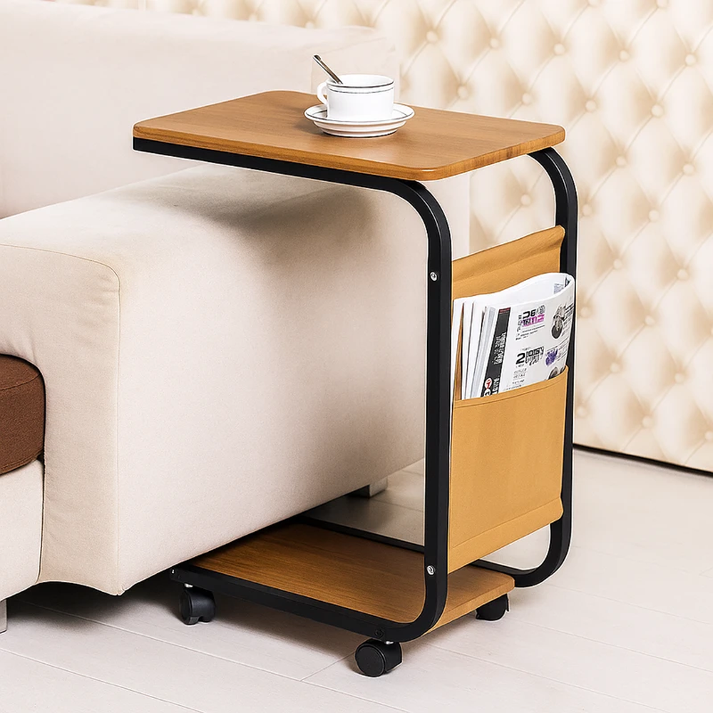 Moveable Side Table with Tier