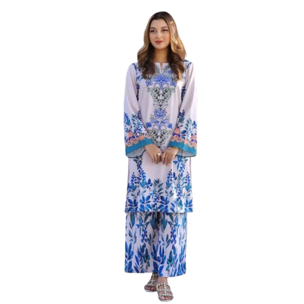 Dubai Silk Digital Printed Readymade Salwar Kameez For Women - Multicolor - 2F-04