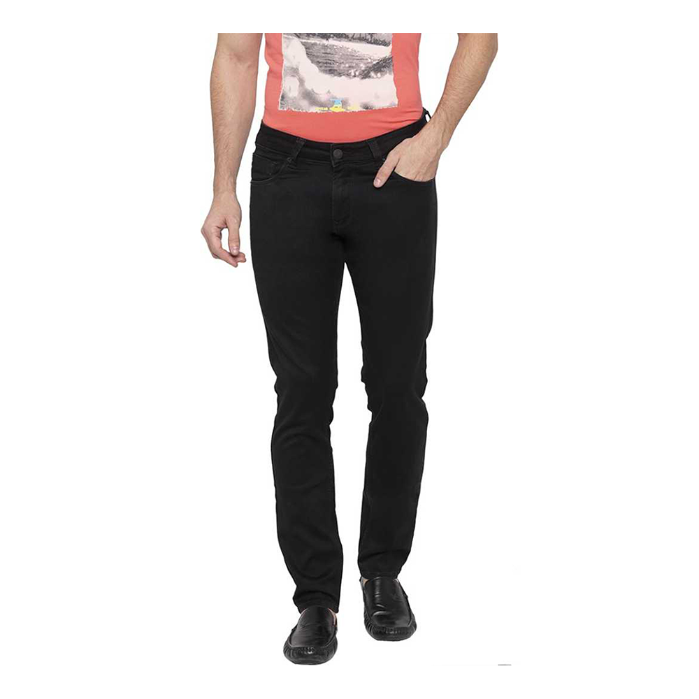 Cotton Semi Stretch Denim Jeans Pant For Men - Deep Black - NZ-13029