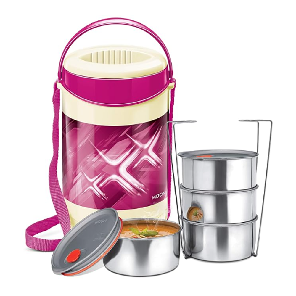 Milton Econa Deluxe 4 Stainless Steel Lunch Boxes Containers - Purple