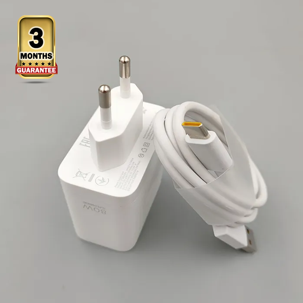 OPPO Super Vooc Fast Charger EU Plug - 80 Watt - White