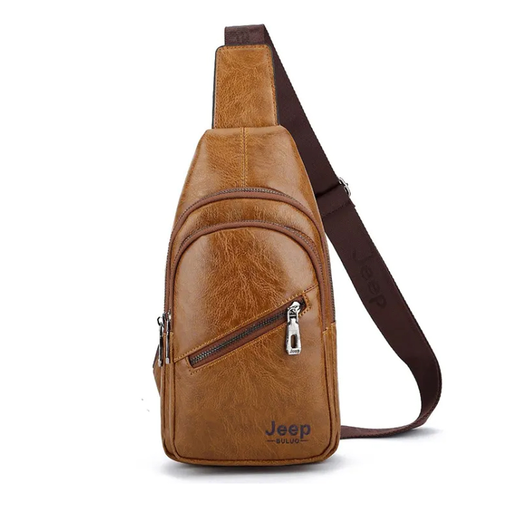 PU Leather Crossbody Shoulder Bag For Men - Brown