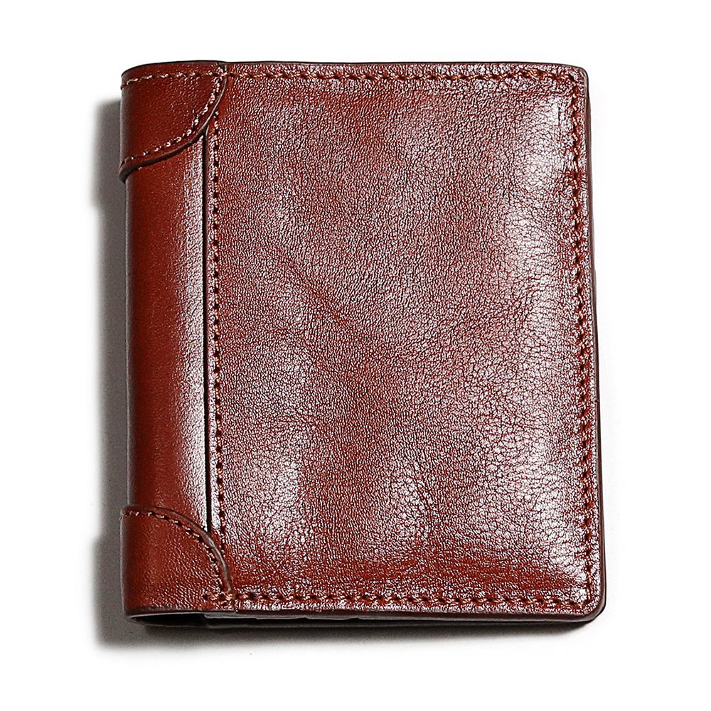 Leather Multifunctional Short Wallet Red Brown EW02