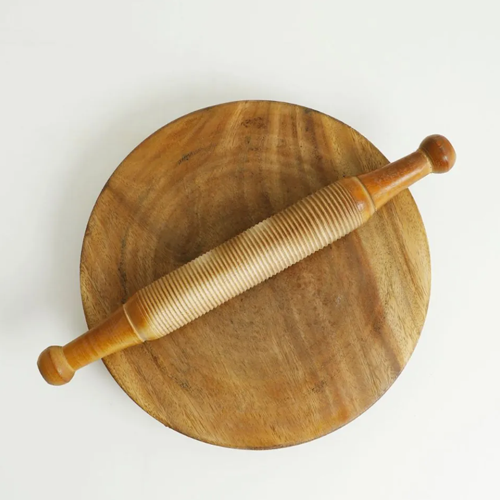 Wooden Roti Maker Piri Belan - Brown - 11 Inch