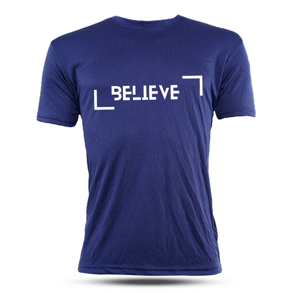 Mesh Half Sleeve T-Shirt For Men - Blue - AN-23