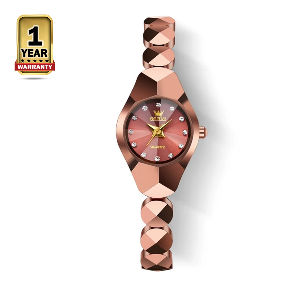 Olevs 7007 Tungsten Steel Analoge Wrist Watch For Women - Rose Gold