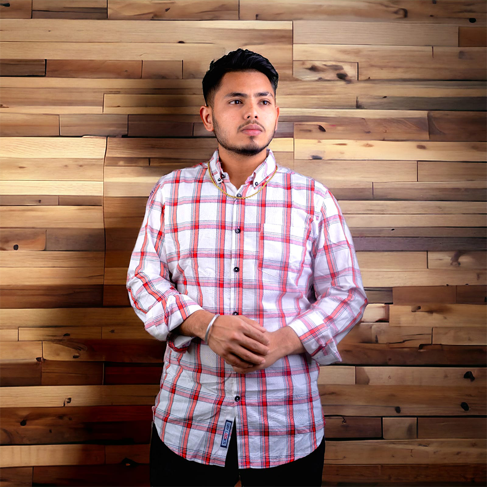 Cotton Full Sleeve Check Casual Shirt for Men - White and Red - OP294