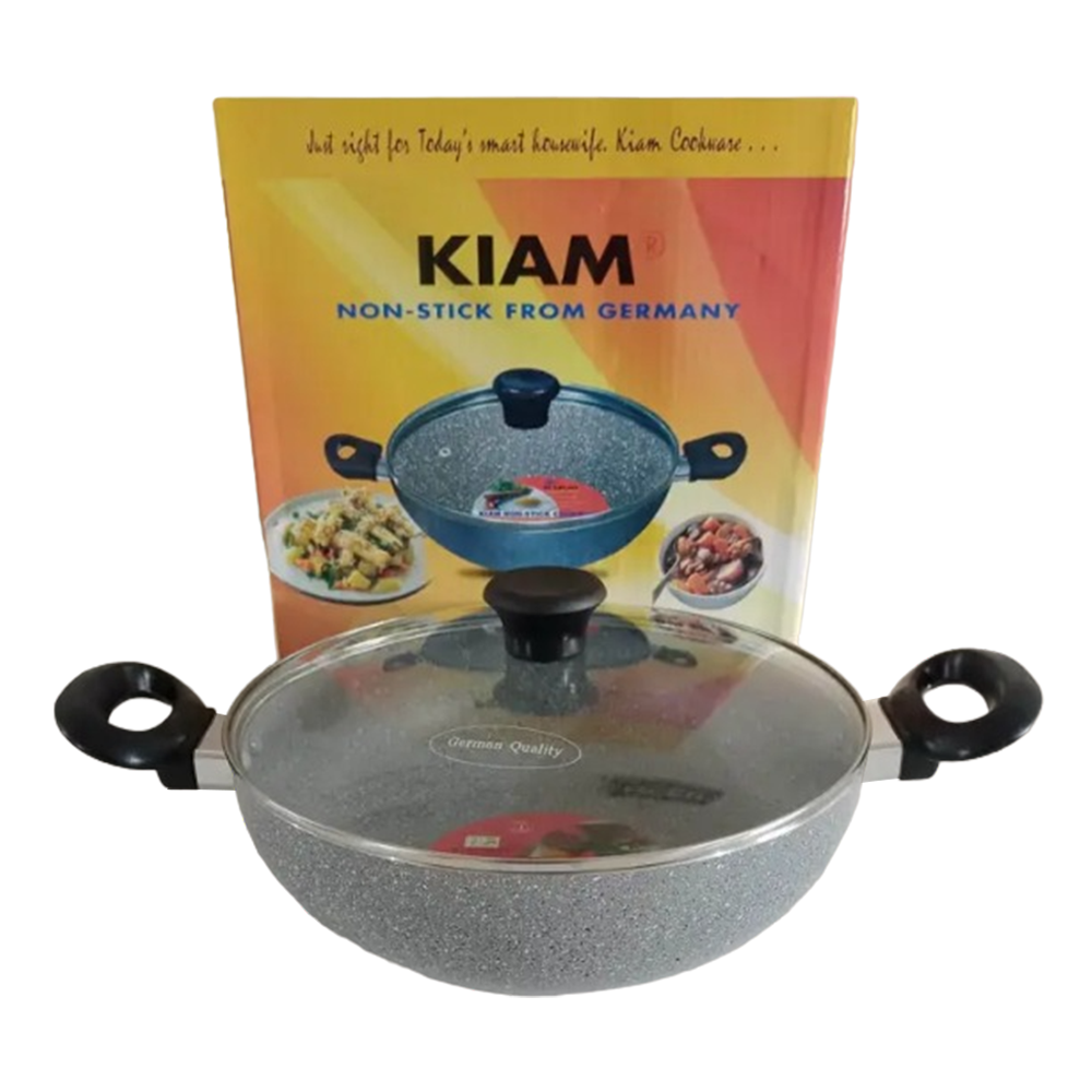 Kiam Marble Coating Classic Non-Stick Karai With Glass Lid - 26cm